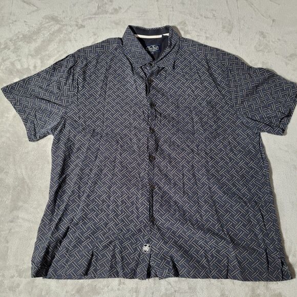Nat Nast Men’s XL Silk Cotton Geometric Short Sleeve Button Up Front Camp Shirt - Picture 1 of 9
